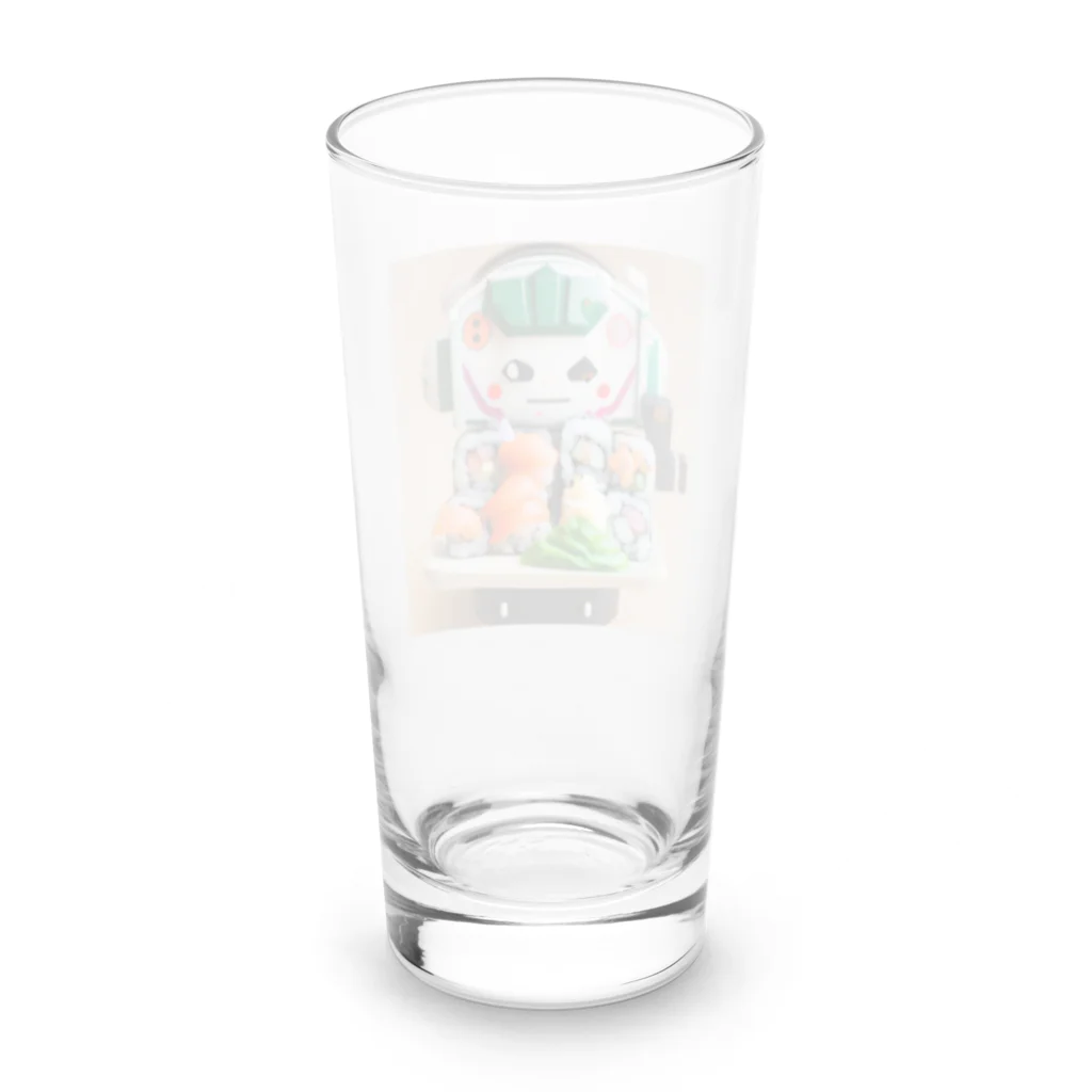 ネオ｜爆速AIクリエイターのお店のお寿司メカ×かわいいイラストグッズ Long Sized Water Glass :back