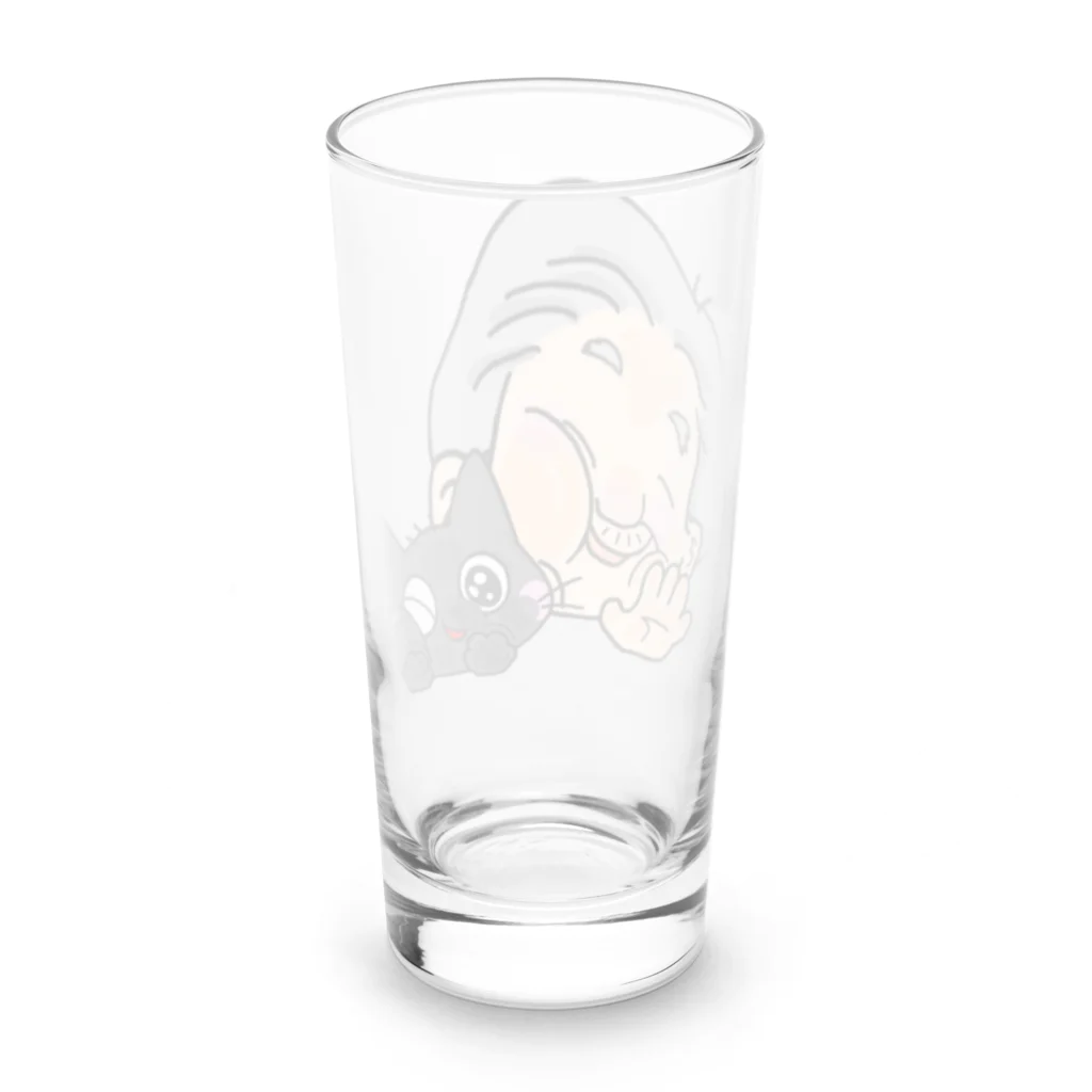 親父と猫のるるのガラス越しに Long Sized Water Glass :back