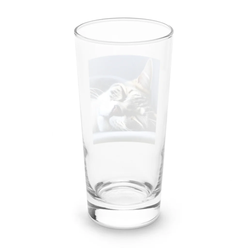 HYUGOの寝顔ドアップのキュートな猫 Long Sized Water Glass :back