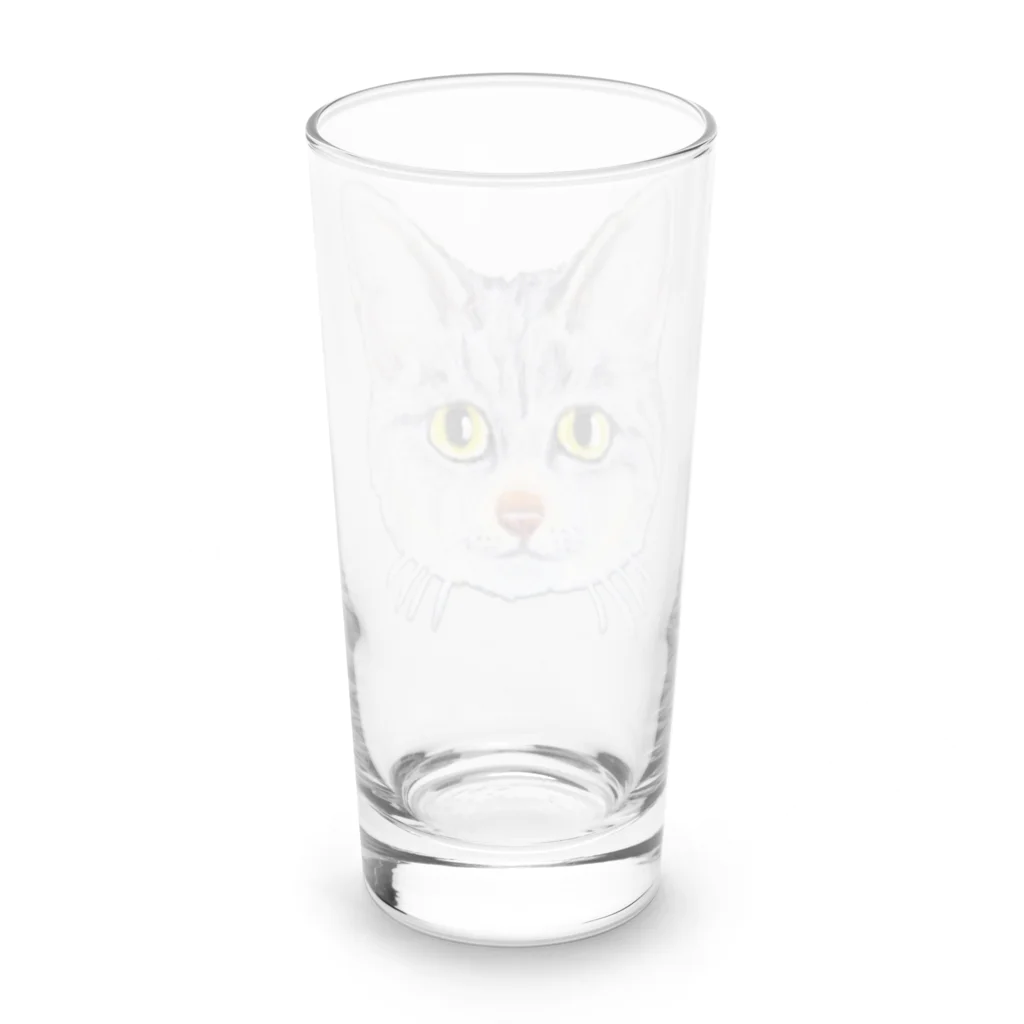 れいにゃん堂&れいにゃあ～と😺のチョークアートのキジトラ猫😸 Long Sized Water Glass :back