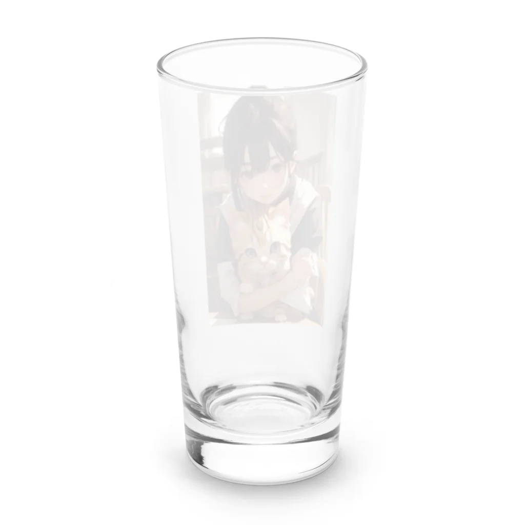 kazu_gのマンチカンを抱く美少女 Long Sized Water Glass :back