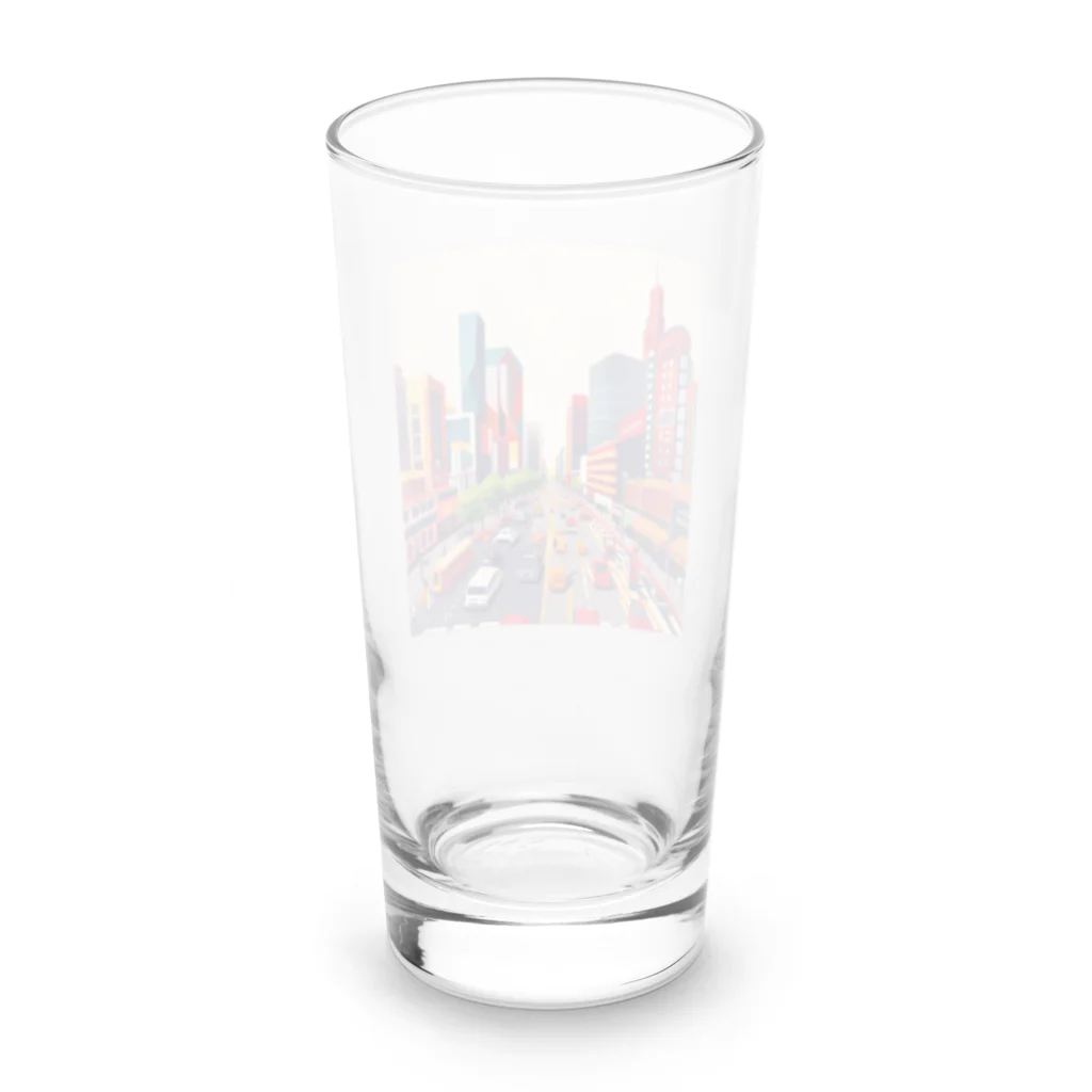 shibasannの日本の都会の街並みのイラスト Long Sized Water Glass :back