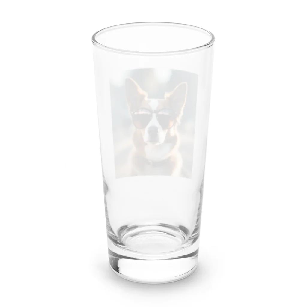 れおん&ぷりんす倶楽部のサングラスをかけたクールな犬 Long Sized Water Glass :back