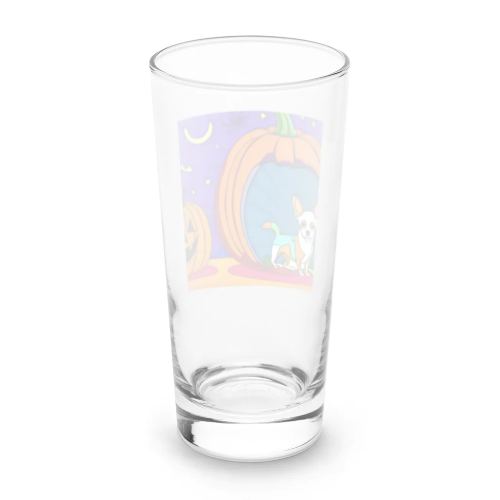 チワワ愛好家ショップのカボチャの秘密！中にはチワワが隠れている Long Sized Water Glass :back