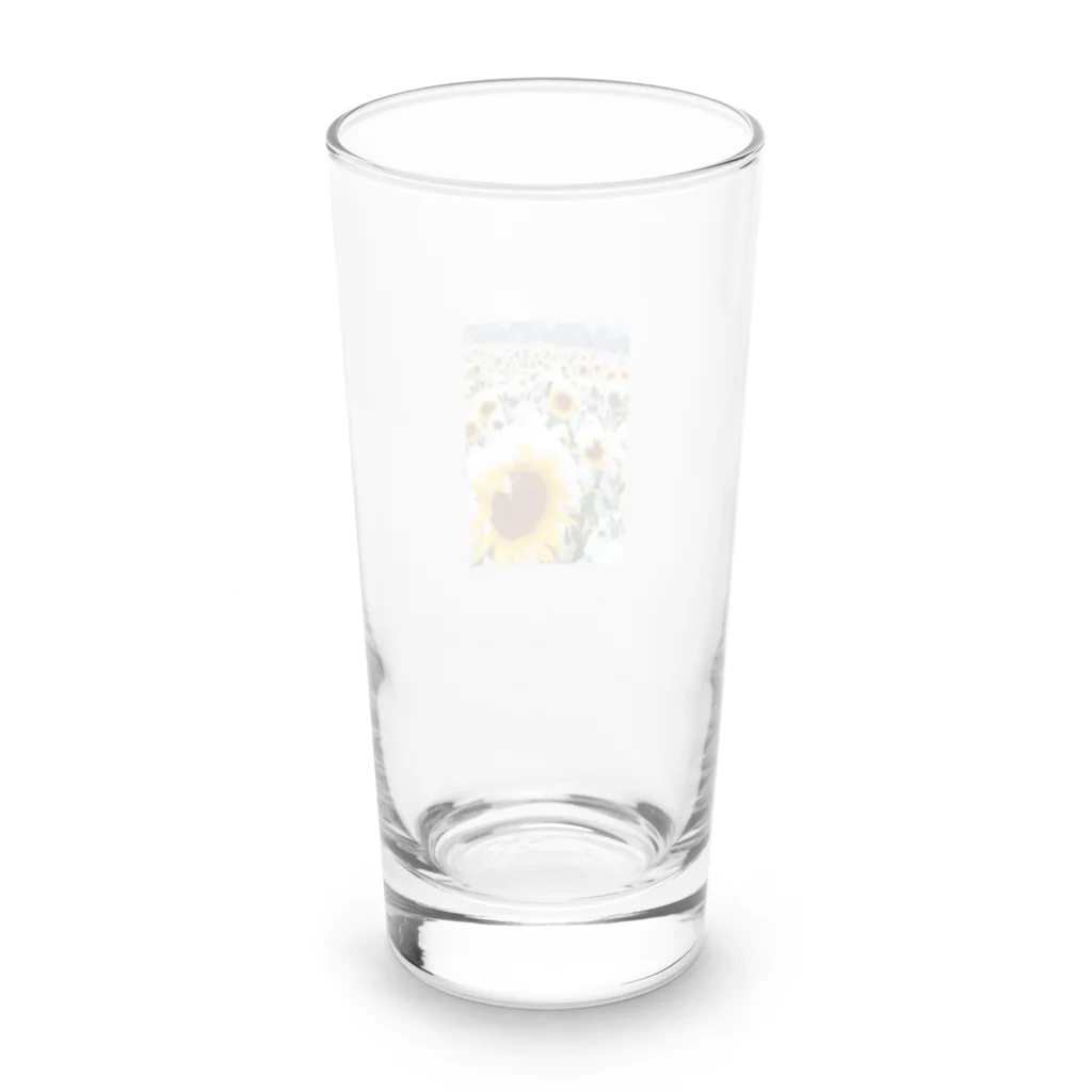 kazu_gの季節外れの雪の中のに咲く、季節外れのヒマワリ Long Sized Water Glass :back