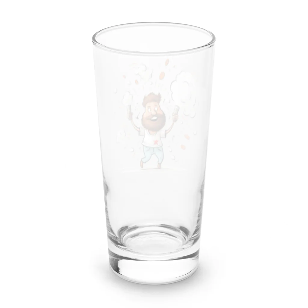 plusBeのおじさんとクラッカー Tシャツ Long Sized Water Glass :back