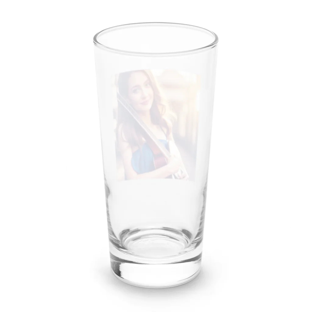 Stylishの女性の微笑み Long Sized Water Glass :back