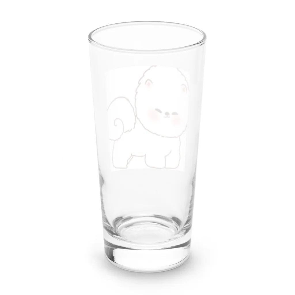 キイロチャンのふわふわの白い犬 Long Sized Water Glass :back