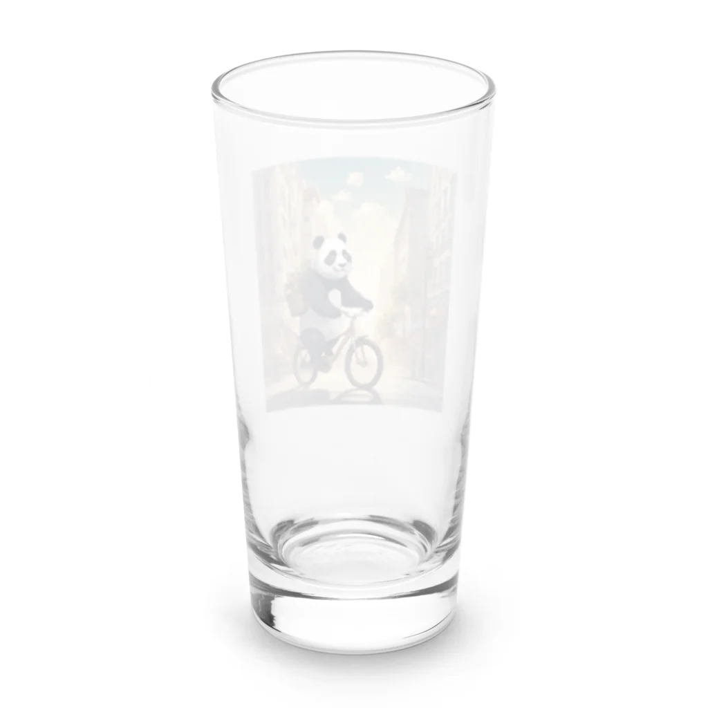 ルノルノの自転車でお買い物パンダくん Long Sized Water Glass :back