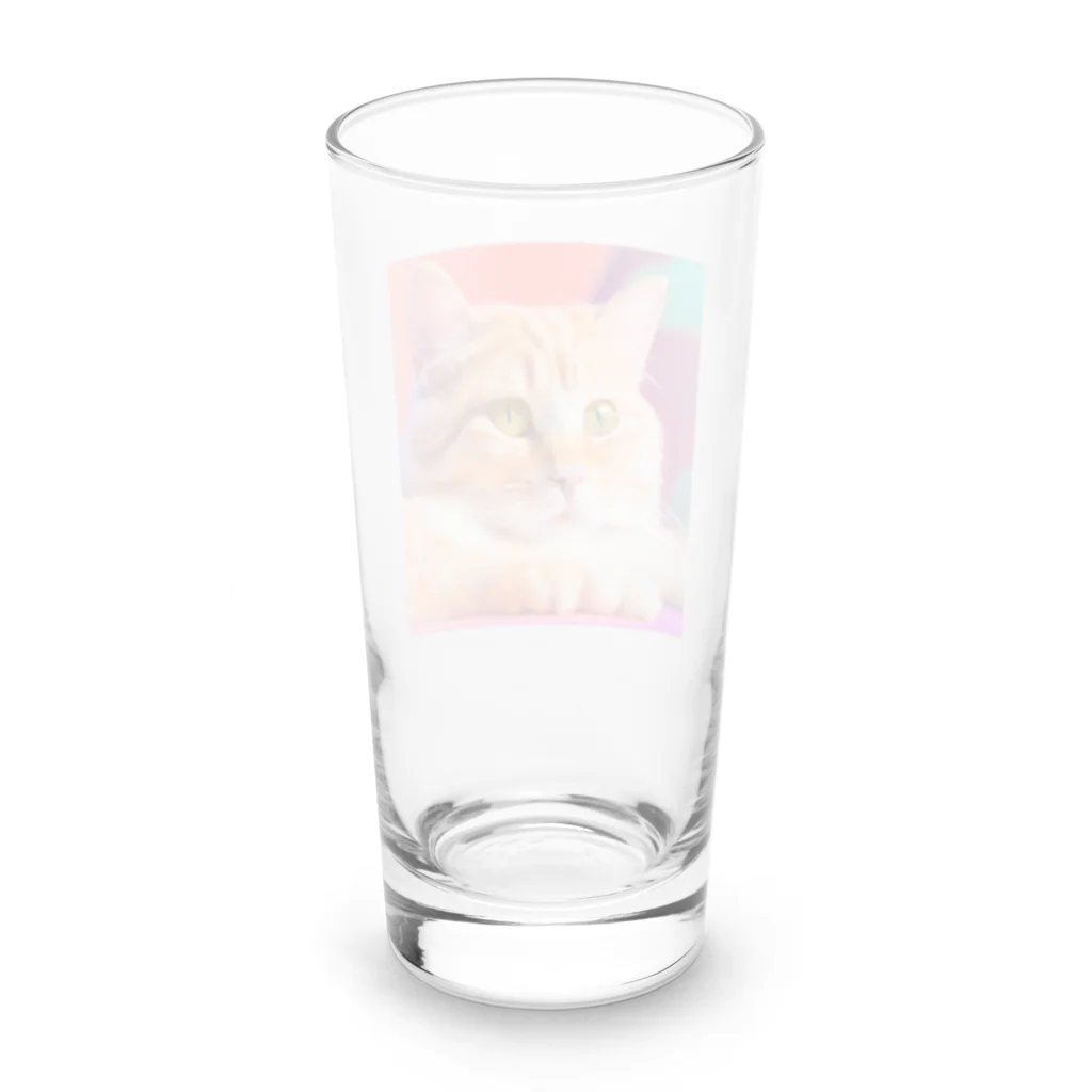 のぞかれ隊の写真で一言にゃん Long Sized Water Glass :back