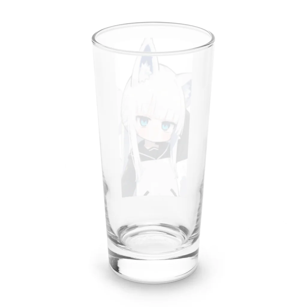 ケモ耳美少女キツネちゃん（AIart）の白髪美少女キツネちゃん Long Sized Water Glass :back