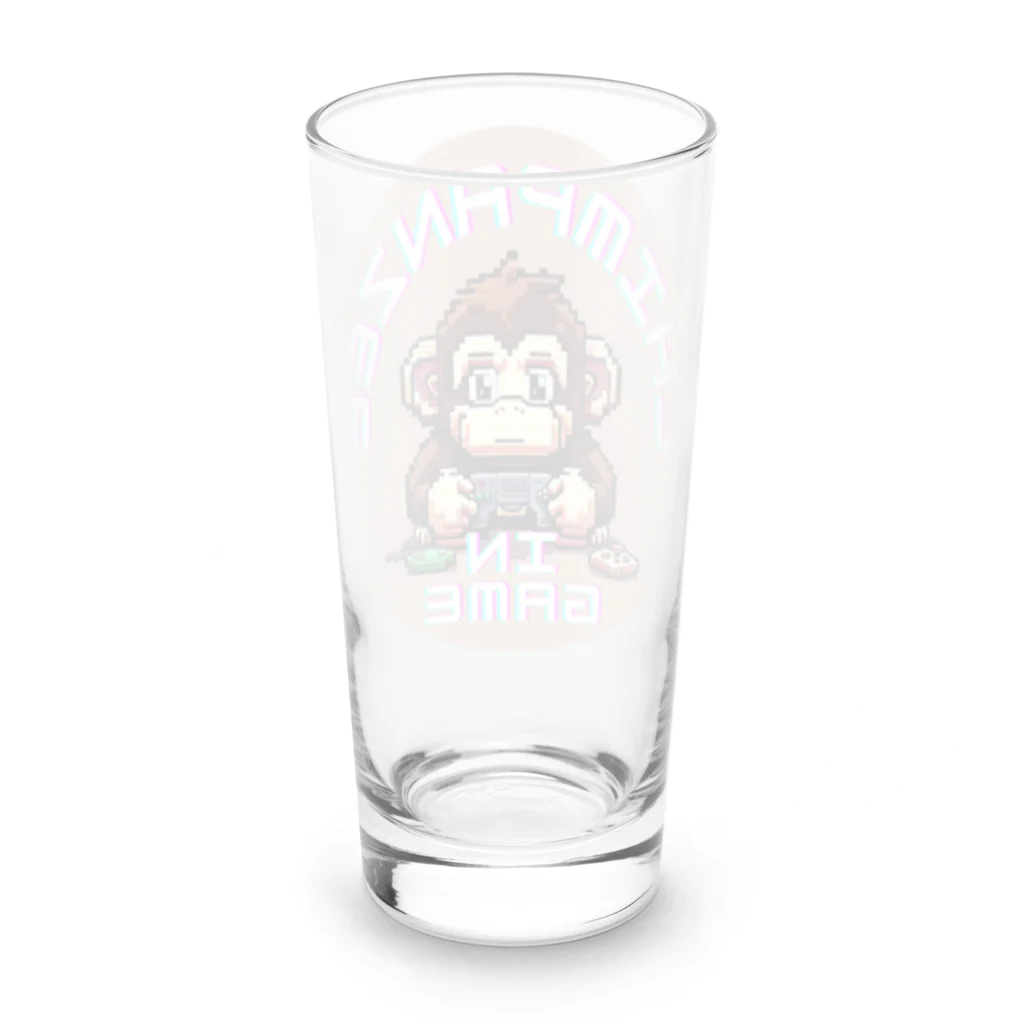 朱音琴音のドット絵のゲーム中のチンパンジー Long Sized Water Glass :back