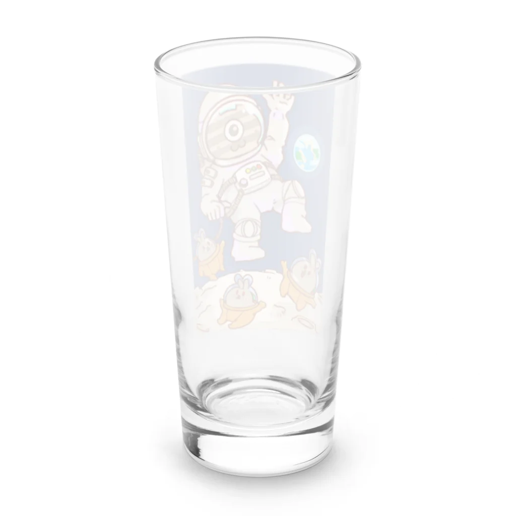 MORIたる露店のしましまのねっこと月のウサギ Long Sized Water Glass :back