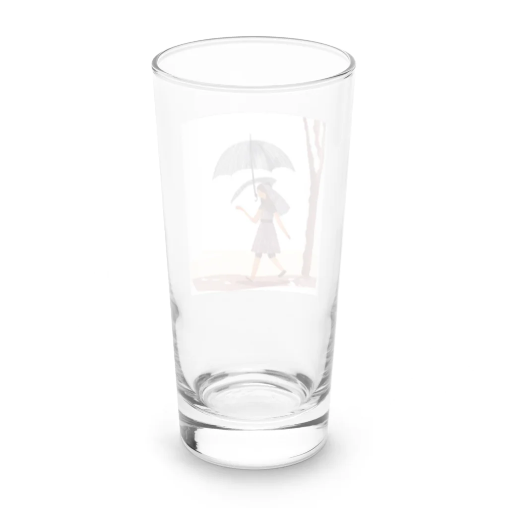 ワクワクショップ の雨降り散歩 イラスト Long Sized Water Glass :back