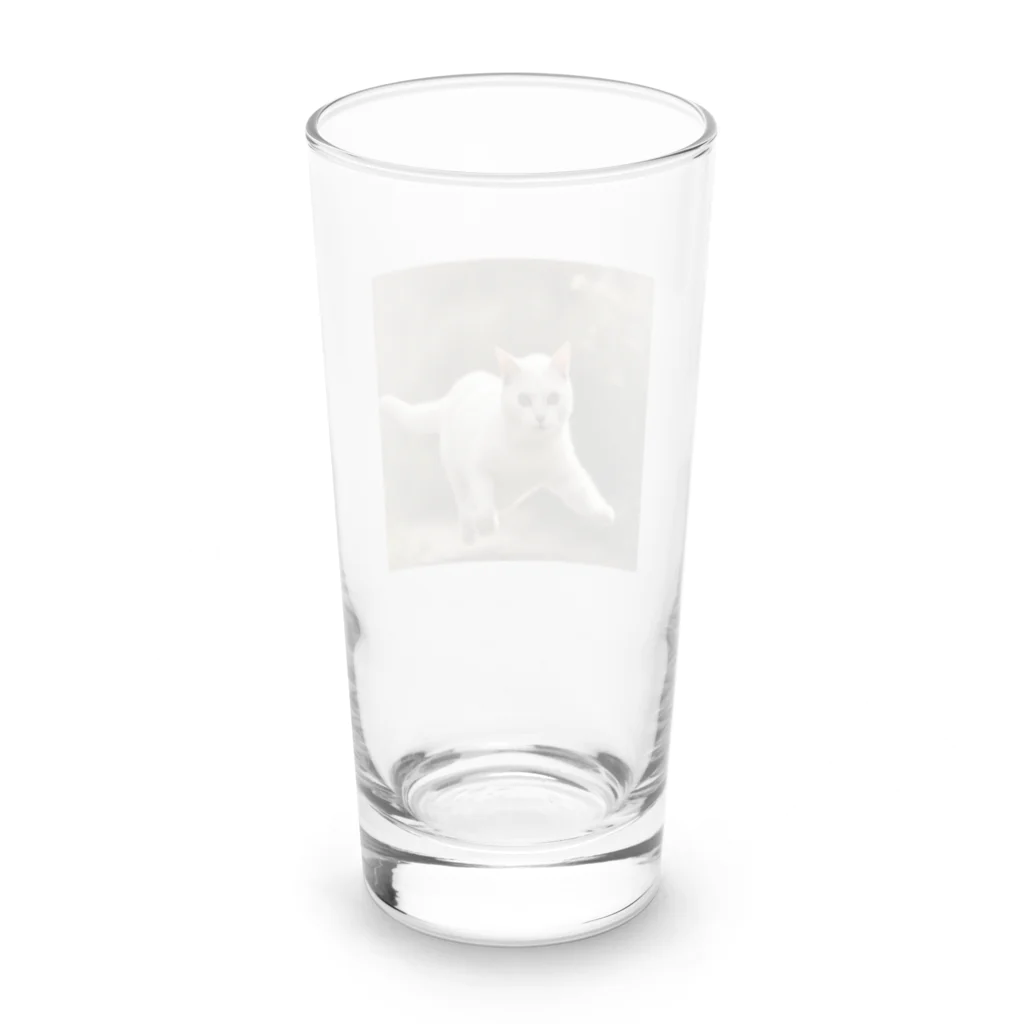 TAIYO 猫好きのフォトプリント美形白猫 Long Sized Water Glass :back