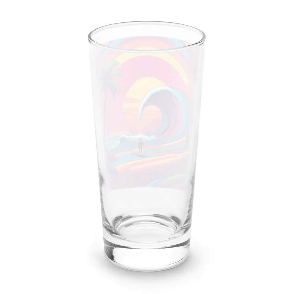 Sea Side TropicalのTropical Beach Surfer Art Long Sized Water Glass :back