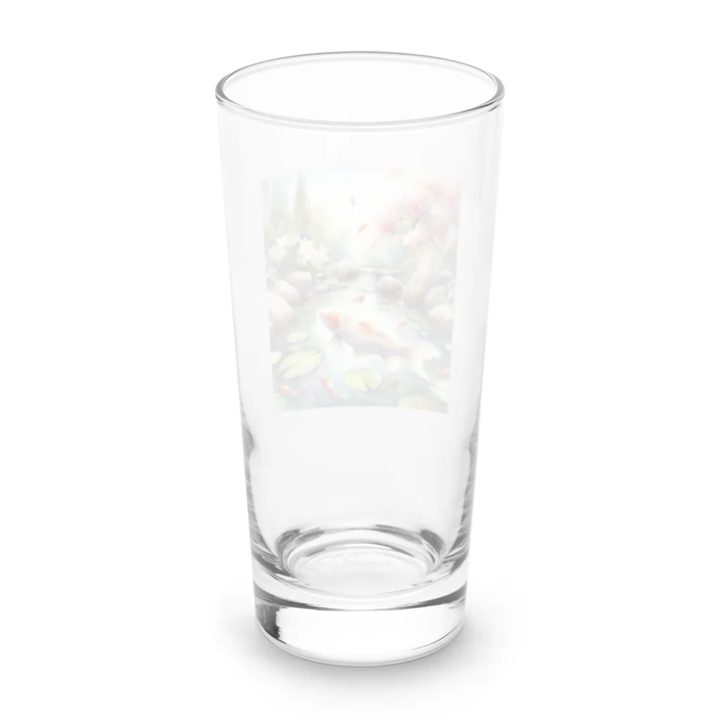 ワンダーワールド・ワンストップの鯉が泳いでいる水彩画調の池③ Long Sized Water Glass :back