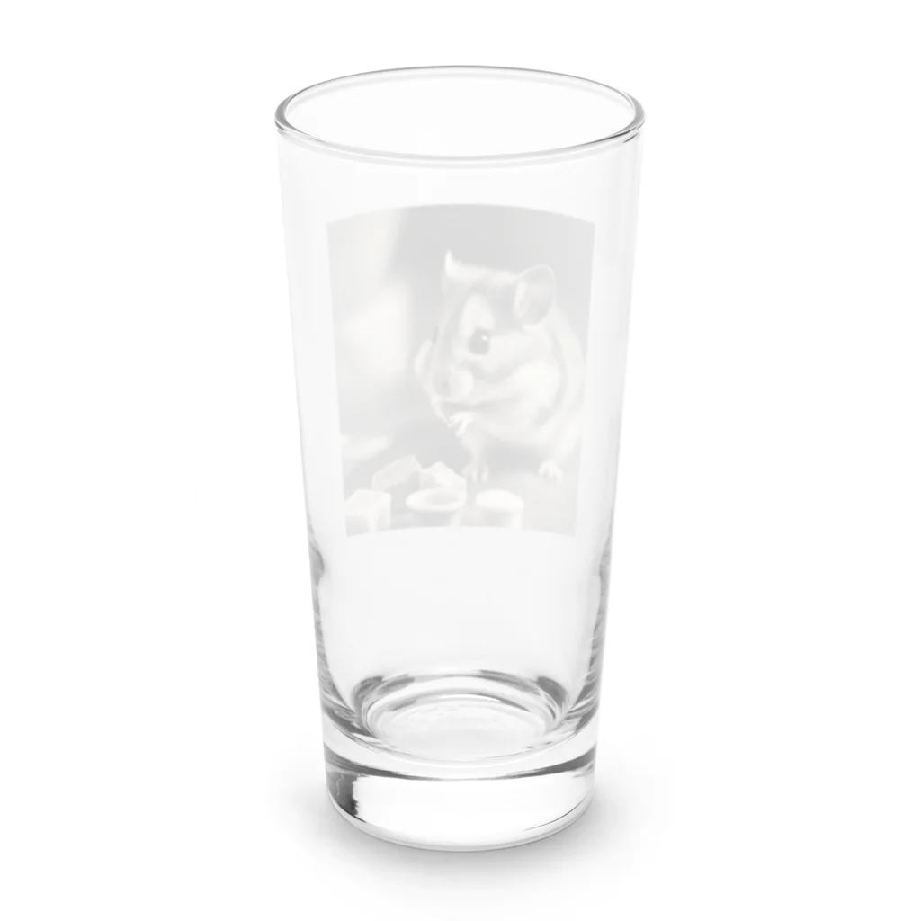 Catharinesのハムちゃんのもぐもぐタイム【動物画像クラシックシリーズ】 Long Sized Water Glass :back