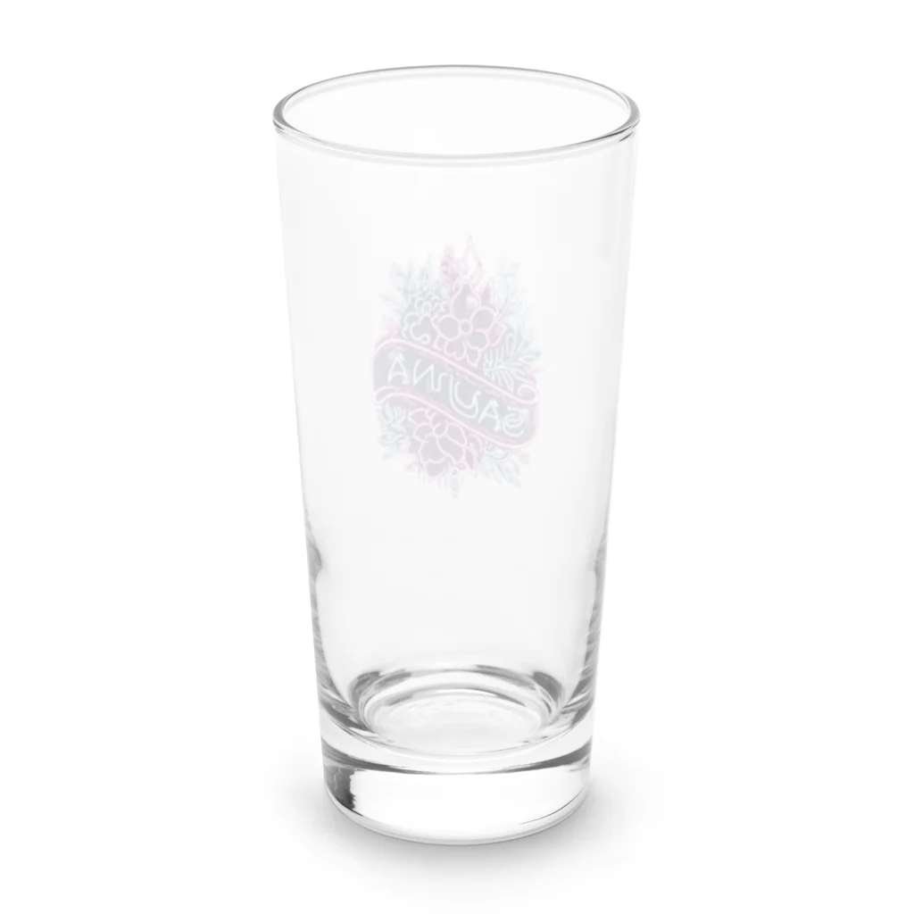 N SAUNA LOGOのネオン風花柄サウナロゴ11　花柄ver.4 Long Sized Water Glass :back