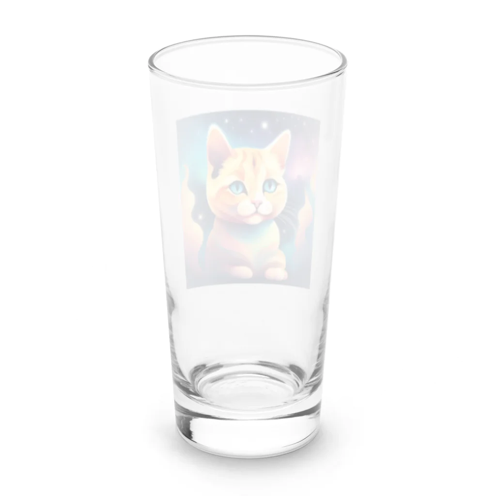 猫の憩い場の夜空を見つめる猫 Long Sized Water Glass :back