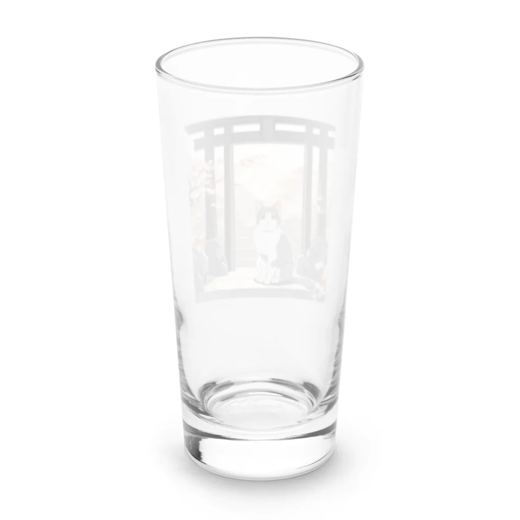 ハチワレにゃんこの軌跡の鳥居下のハチワレにゃんこ Long Sized Water Glass :back