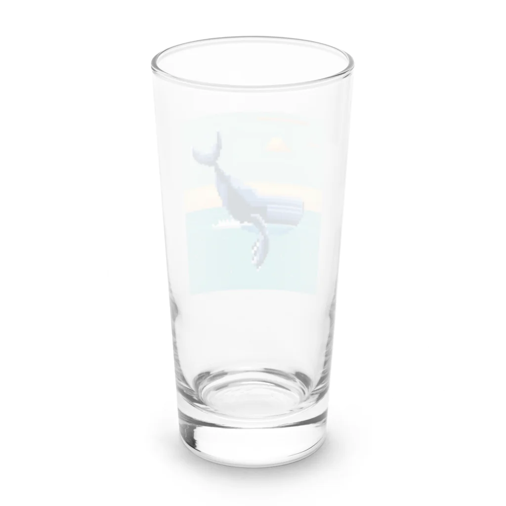 フリーダムの海の力強き舞踏者、クジラ　ピクセルアート Long Sized Water Glass :back