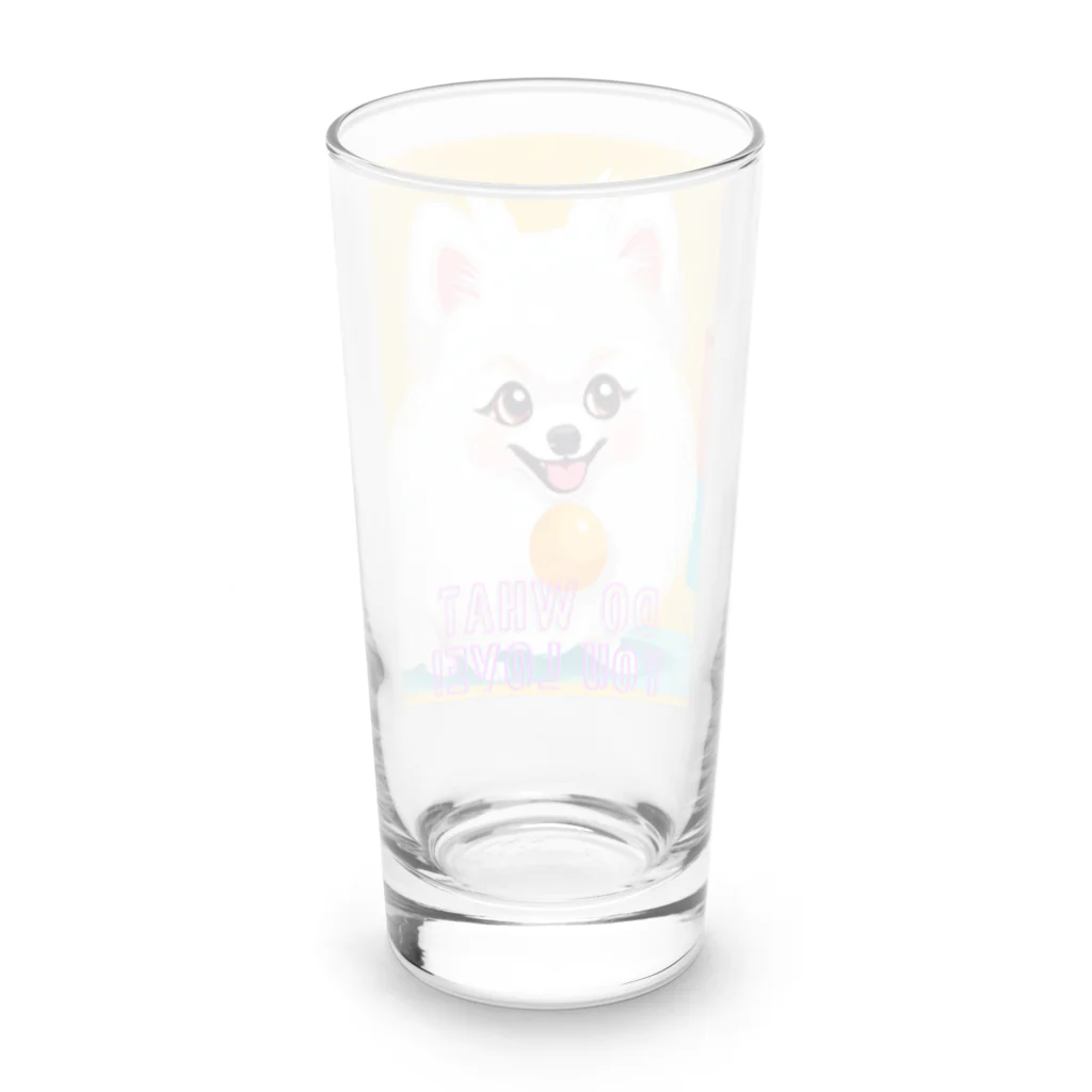 Pom-Dog'sの清楚系白ポメ　ポメ子 Long Sized Water Glass :back