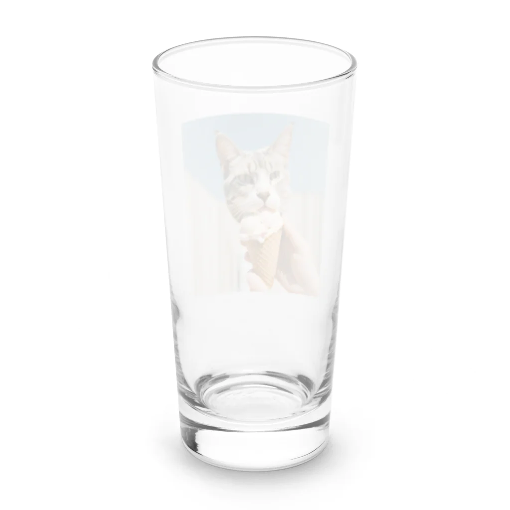 猫雑貨屋　ねこまろのアイスにかぶりつく猫 Long Sized Water Glass :back