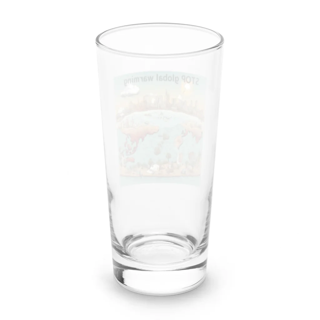 akarityanのstop　地球温暖化 Long Sized Water Glass :back