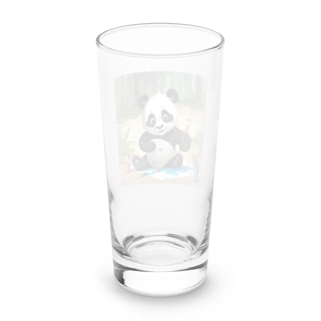 アニマルショップ『自己流』のお絵かきする子どもパンダ Long Sized Water Glass :back