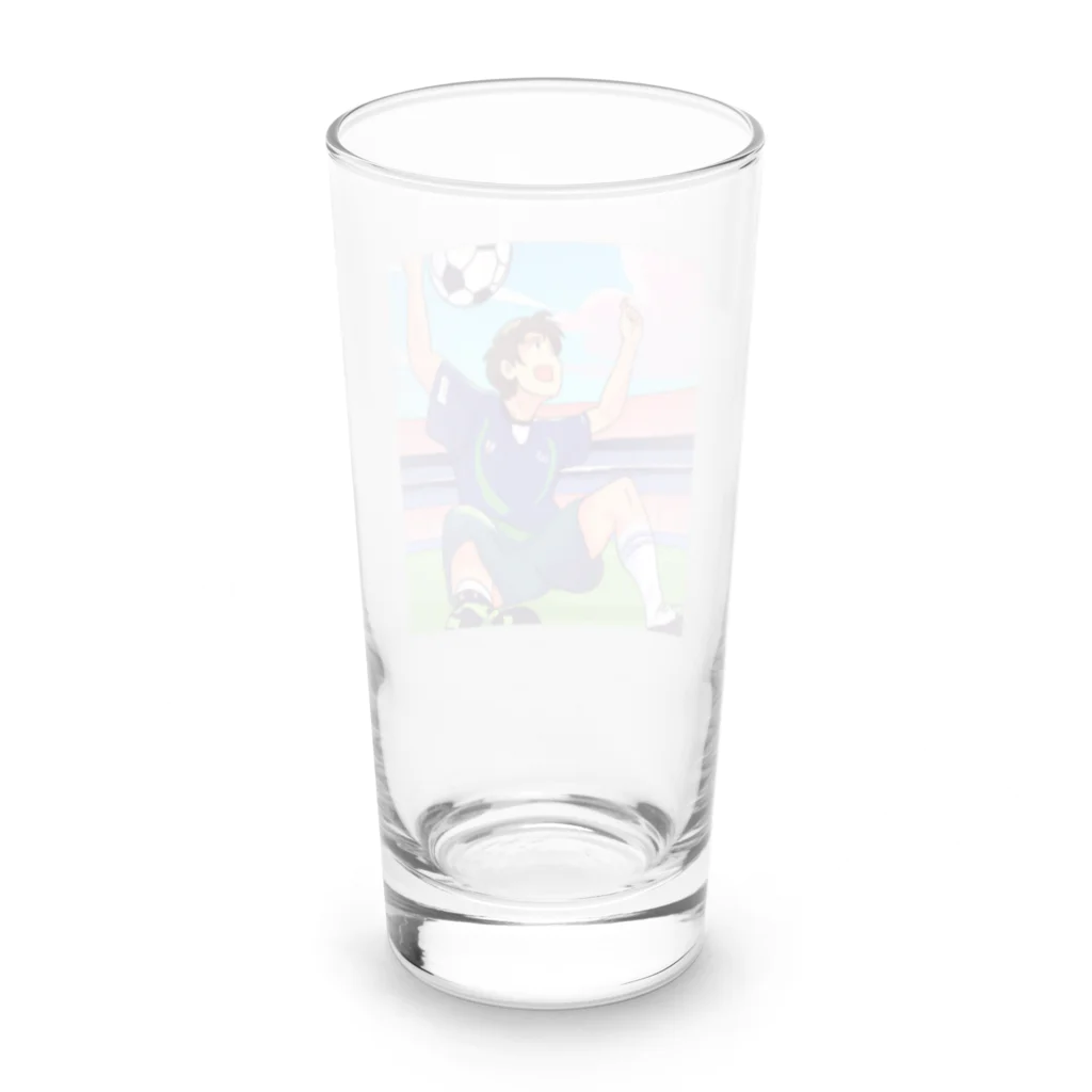 ほっこりグッズBASEのワールドカップ優勝を夢見るサッカー少年 Long Sized Water Glass :back