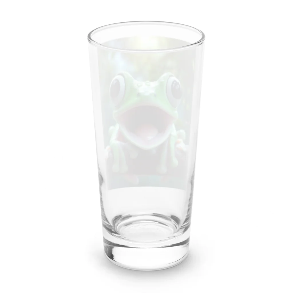 ワンダーワールド・ワンストップのリアルでユニークな笑っているカエル Long Sized Water Glass :back