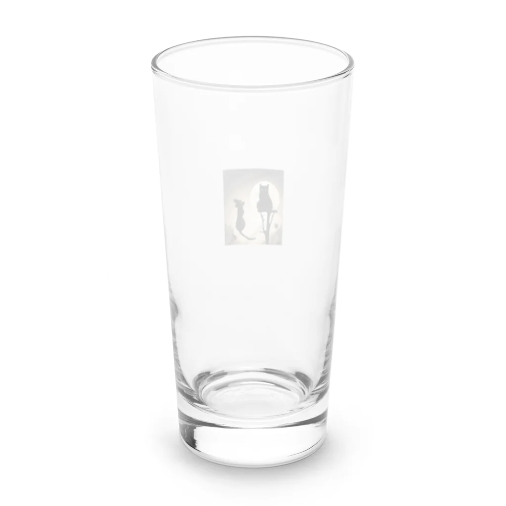 YOKAZE KASUMIの月夜が背景のクールな猫！ Long Sized Water Glass :back