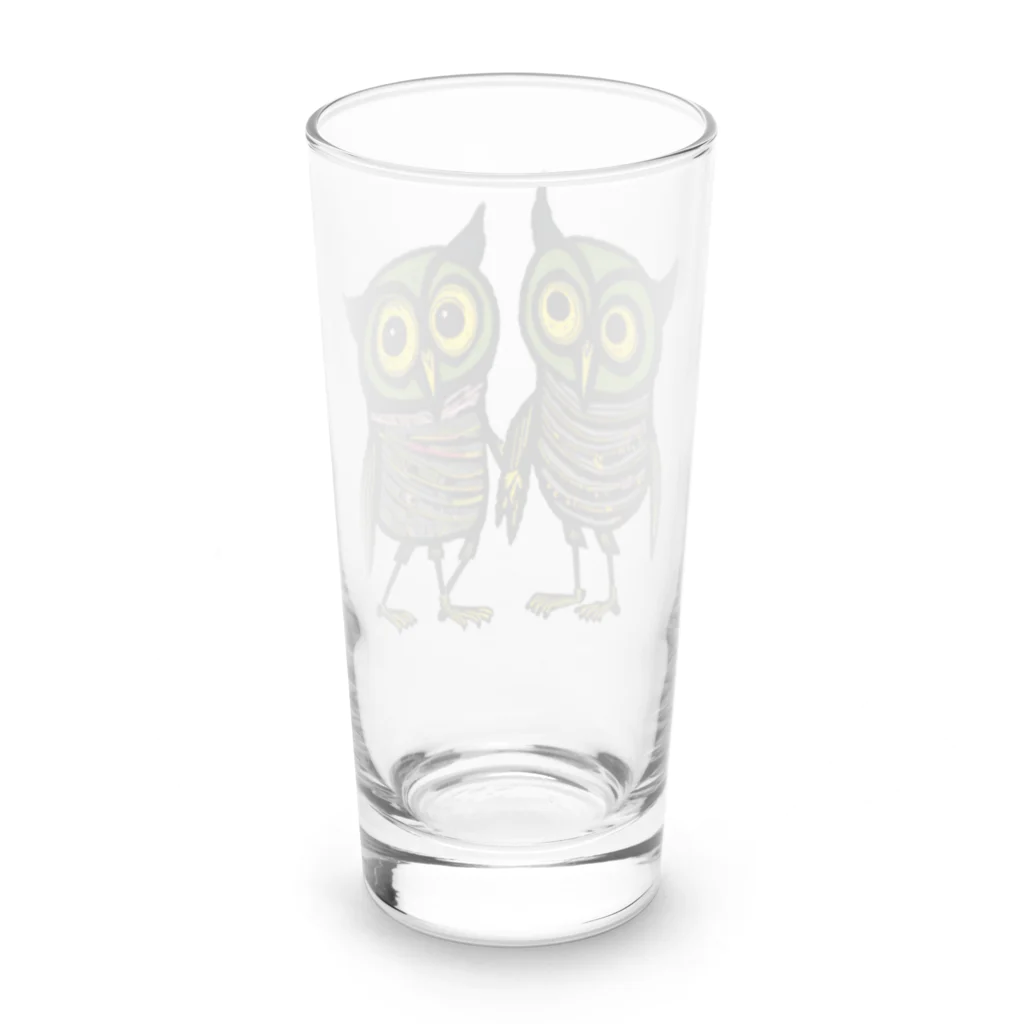猫魚鳥時々犬等 arte♡のSuccessful Owls ♡ Long Sized Water Glass :back