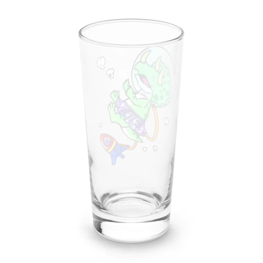 DinoPolkaのスペース恐竜ぽっぷらこーん Long Sized Water Glass :back