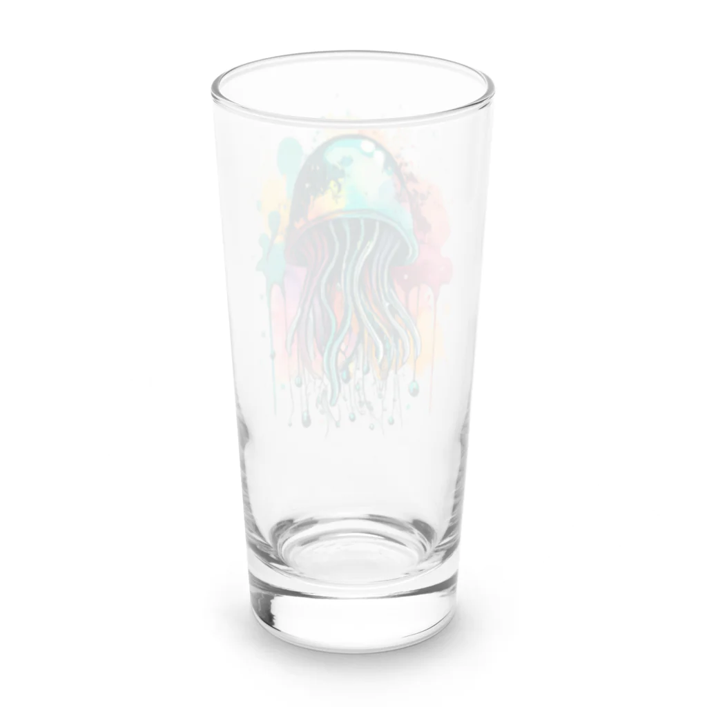 Moodifyのサイバーパンククラゲ　ミズクラゲ　水彩画スプラッシュ Long Sized Water Glass :back