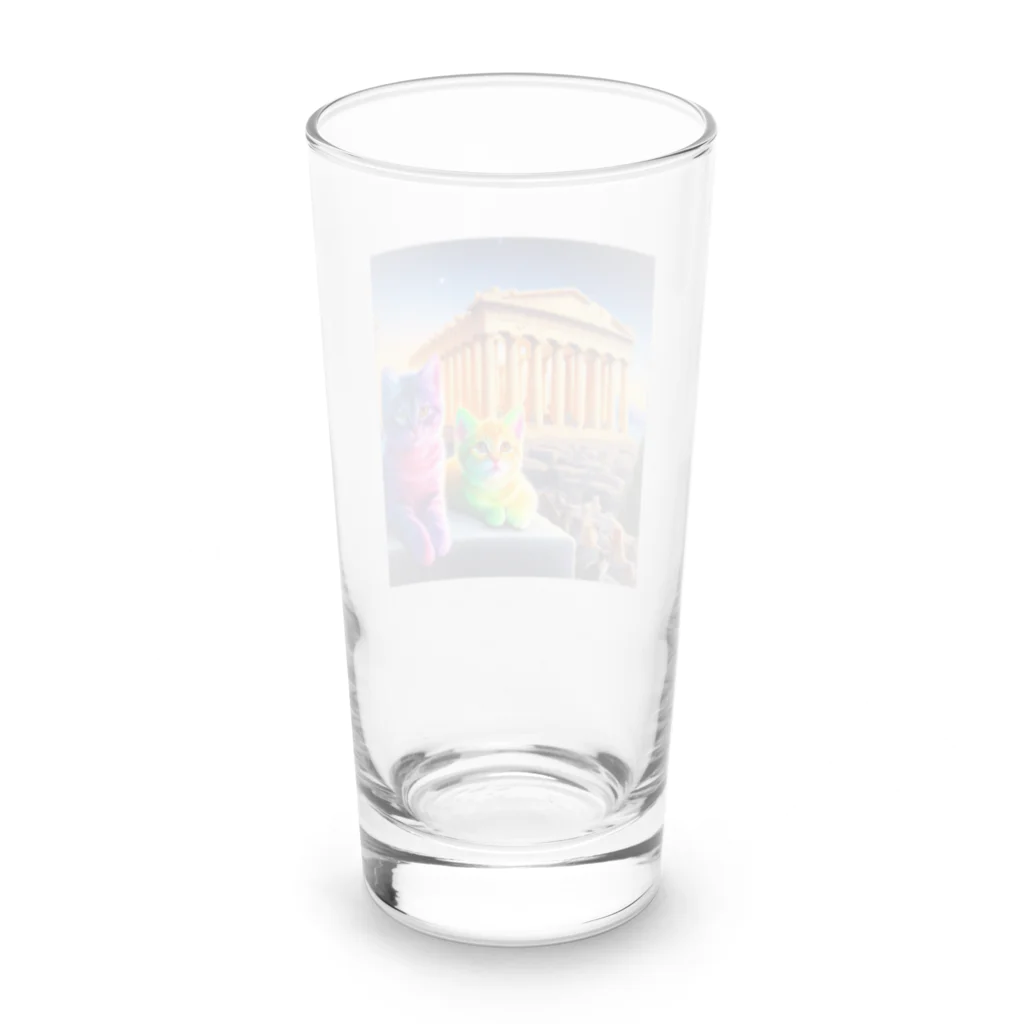 ニャーちゃんショップのパルテノン神殿のキャッツ Long Sized Water Glass :back