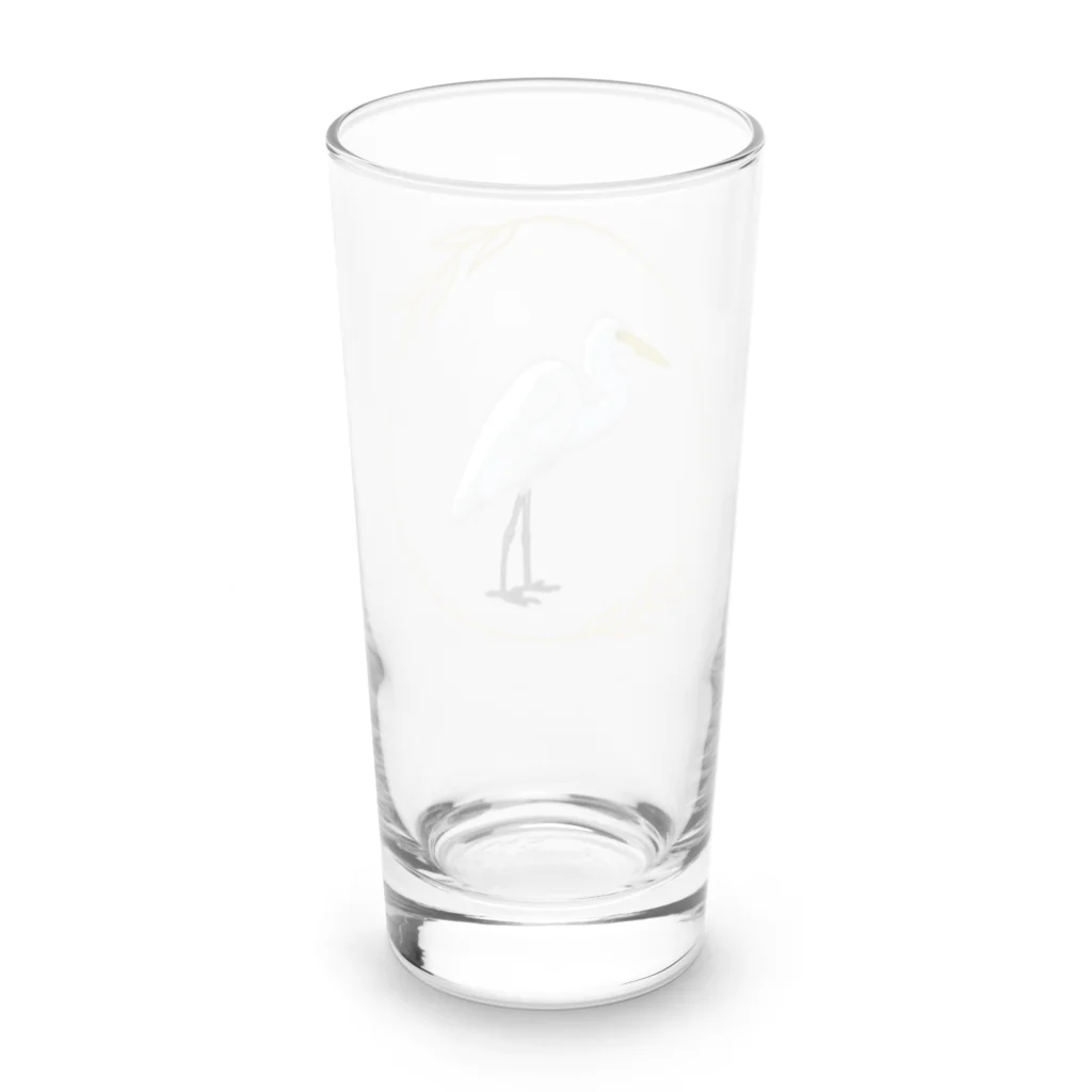 やちよ｜リアル鳥イラストのダイサギさん Long Sized Water Glass :back