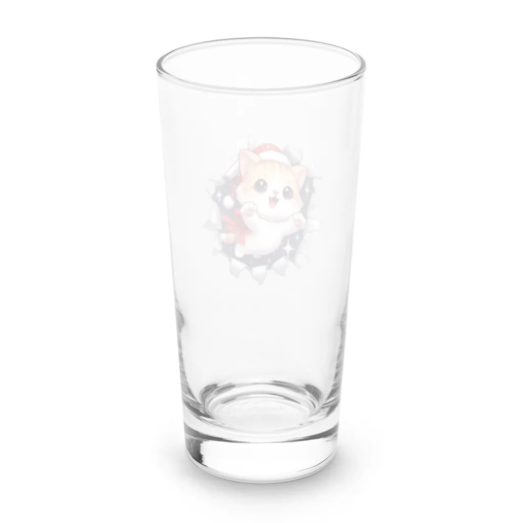 飛び出す！アニマルショップの飛び出す猫クリスマスver Long Sized Water Glass :back