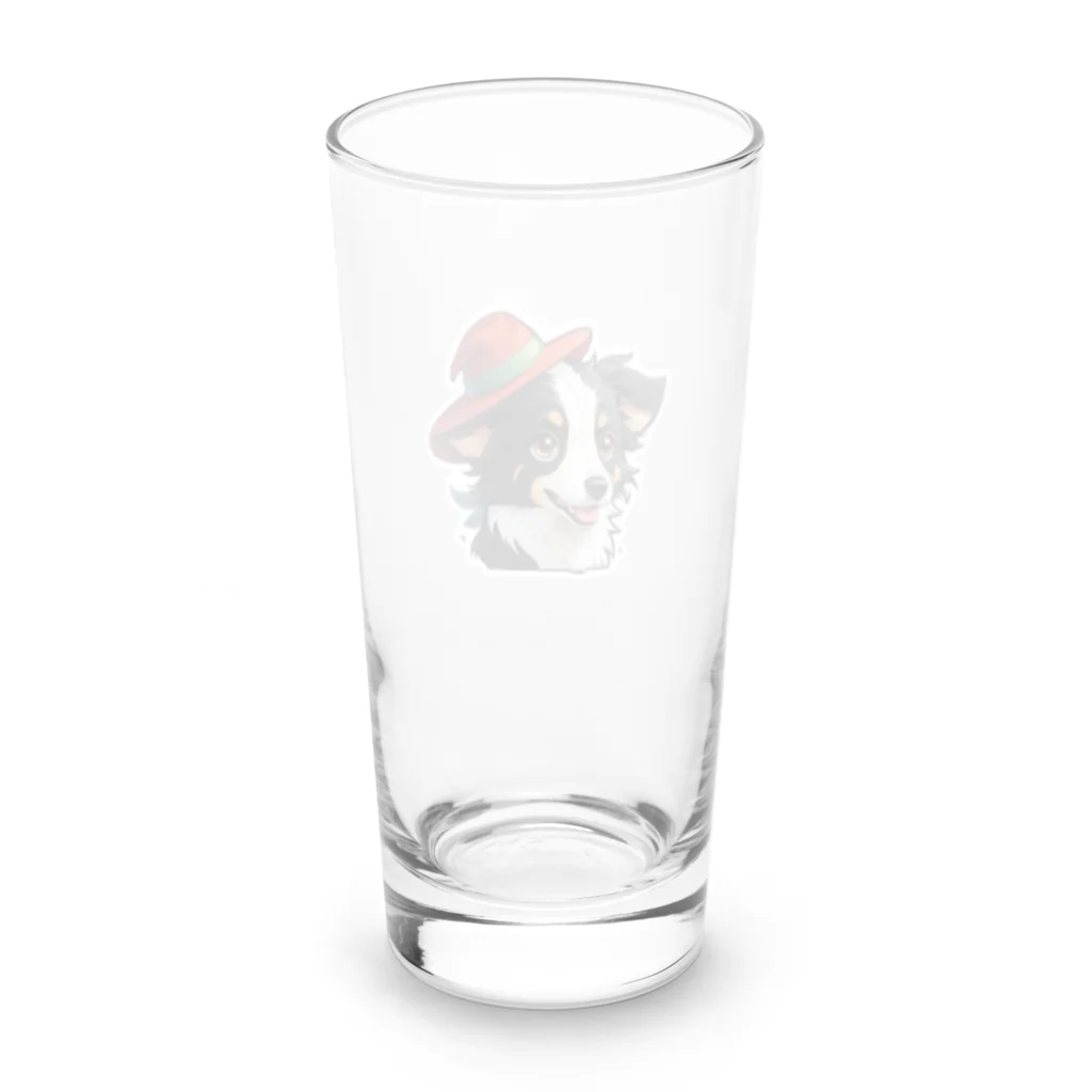 Haku_Arakawaのお帽子のボーダーコリー Long Sized Water Glass :back