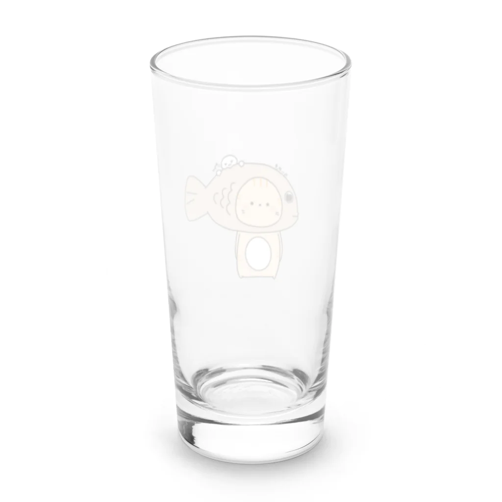 ama_mimi8のたいやきをかぶるねこ Long Sized Water Glass :back