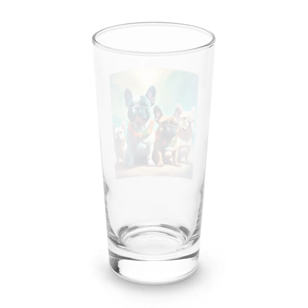 ChicCanvas Boutiqueのハワイアンで佇むフレンチブルドッグ達 Long Sized Water Glass :back