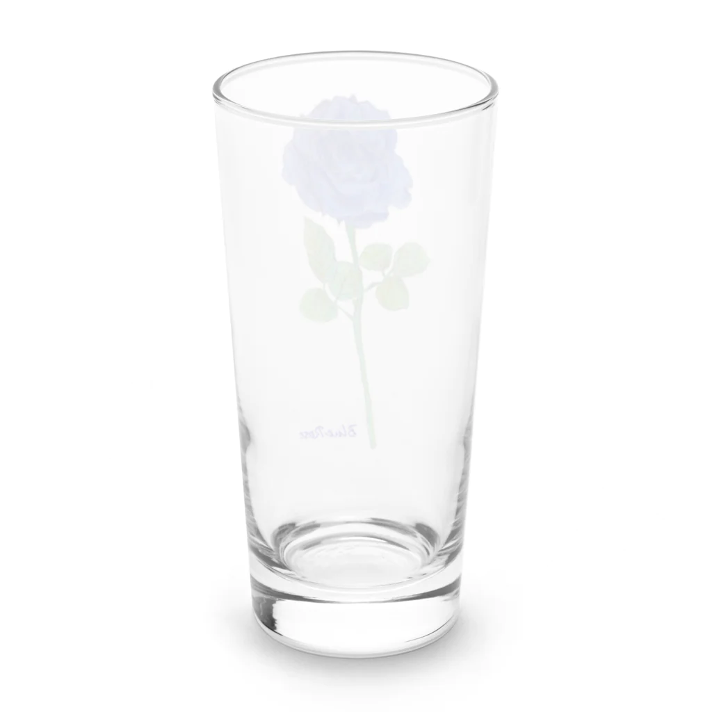 水色プリントの夢叶う青い薔薇 Long Sized Water Glass :back