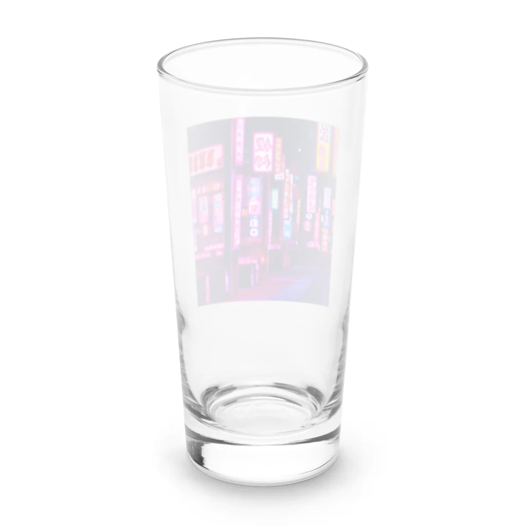 カラスと麻雀の中華的な夜の街並み Long Sized Water Glass :back