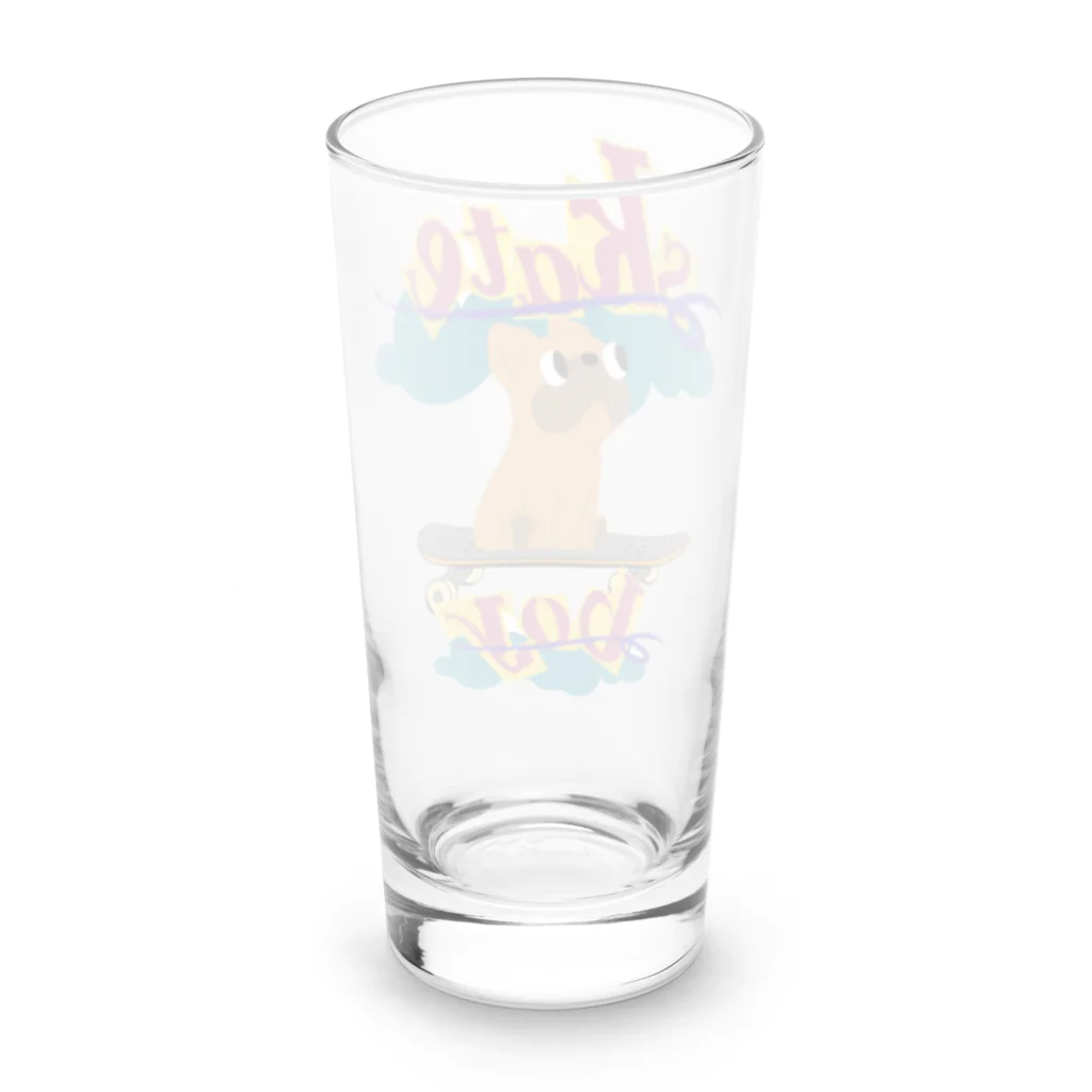 sloth_giraffeのスケートボードするワンコ Long Sized Water Glass :back