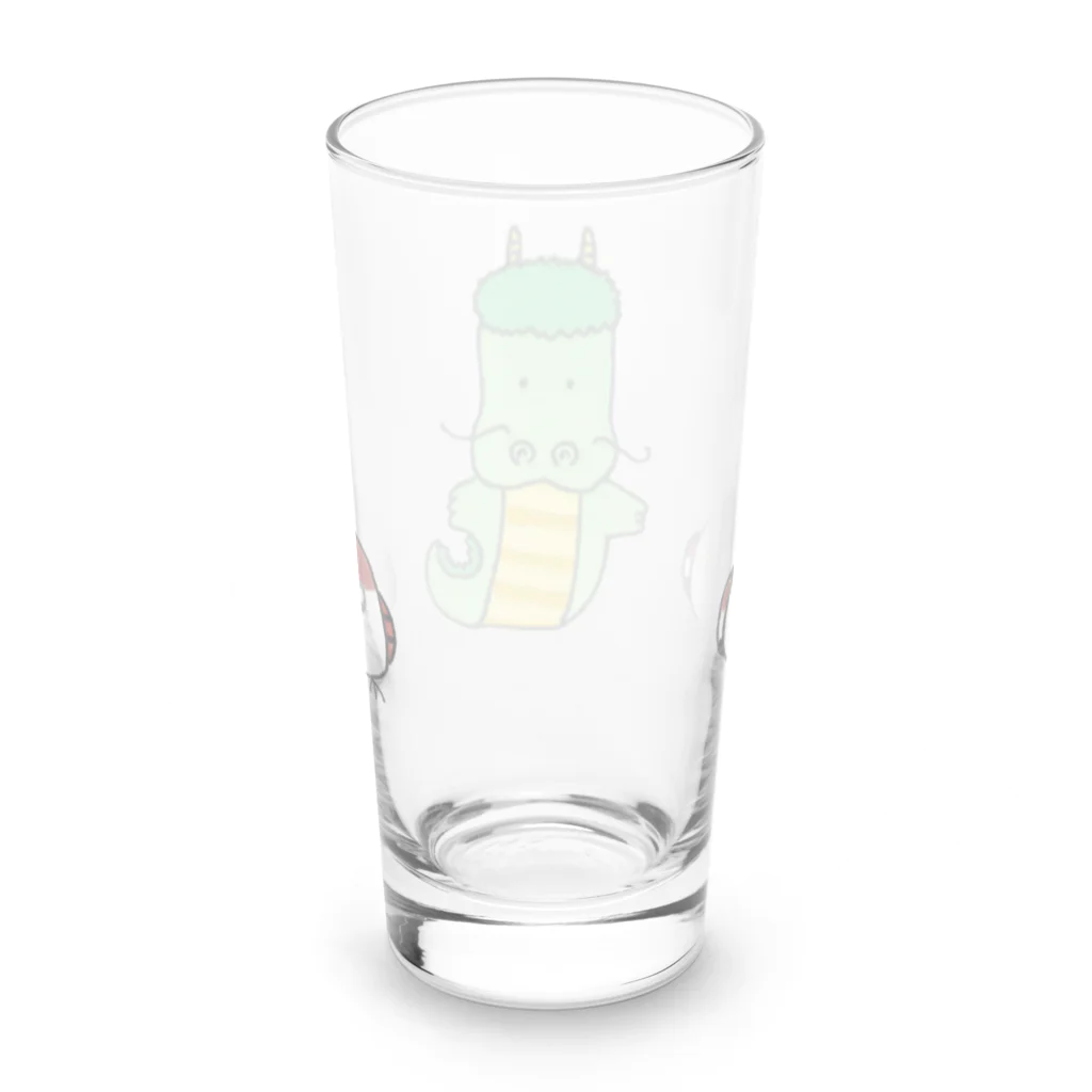 森図鑑の[森図鑑] 龍と雀とシマエナガ Long Sized Water Glass :back