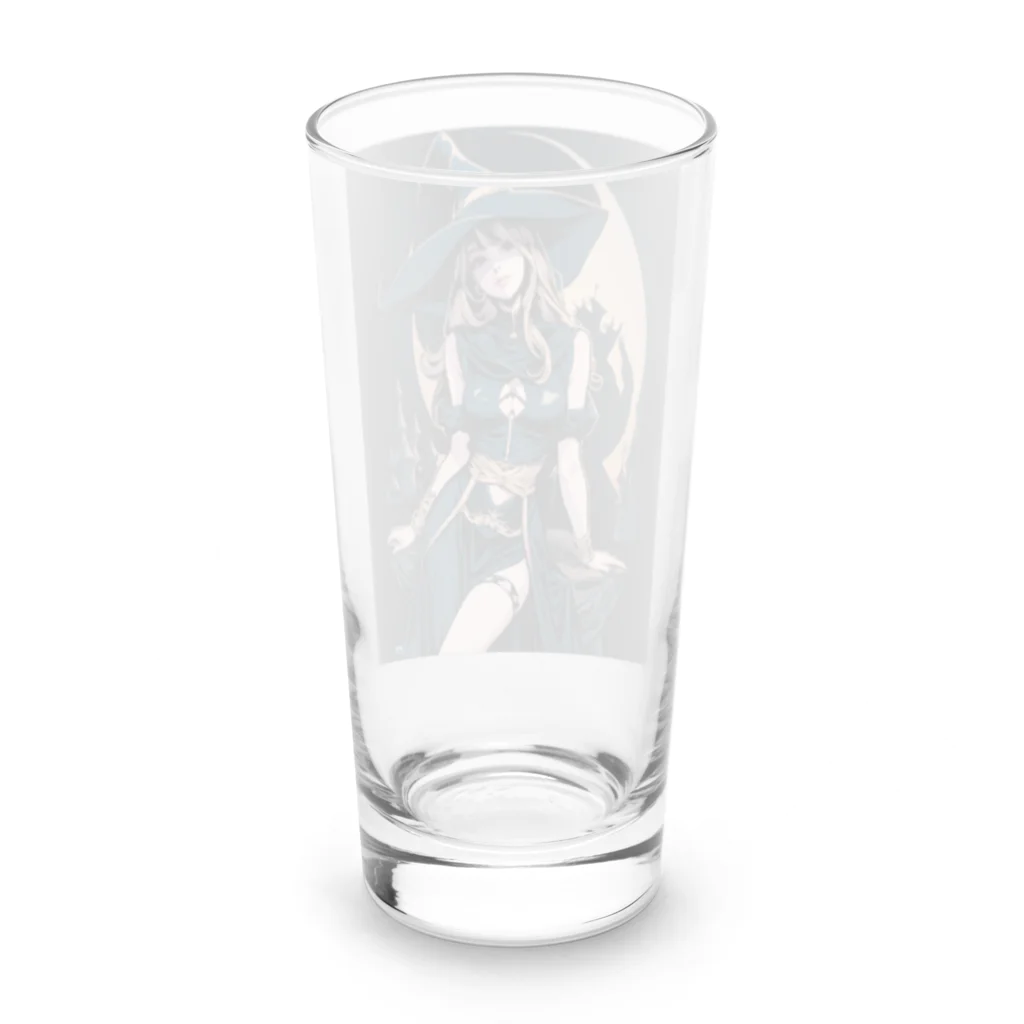 ビューティフルハードコアイラストレーション-DESIGN STOREの青いマントのブロンド魔女 Long Sized Water Glass :back