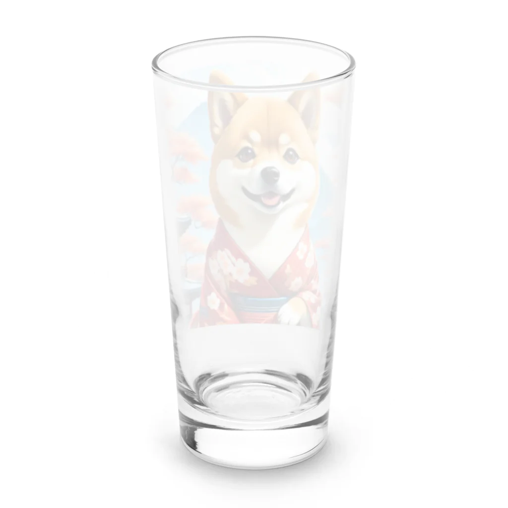 ポンキチはうすの着物姿の柴犬 Long Sized Water Glass :back