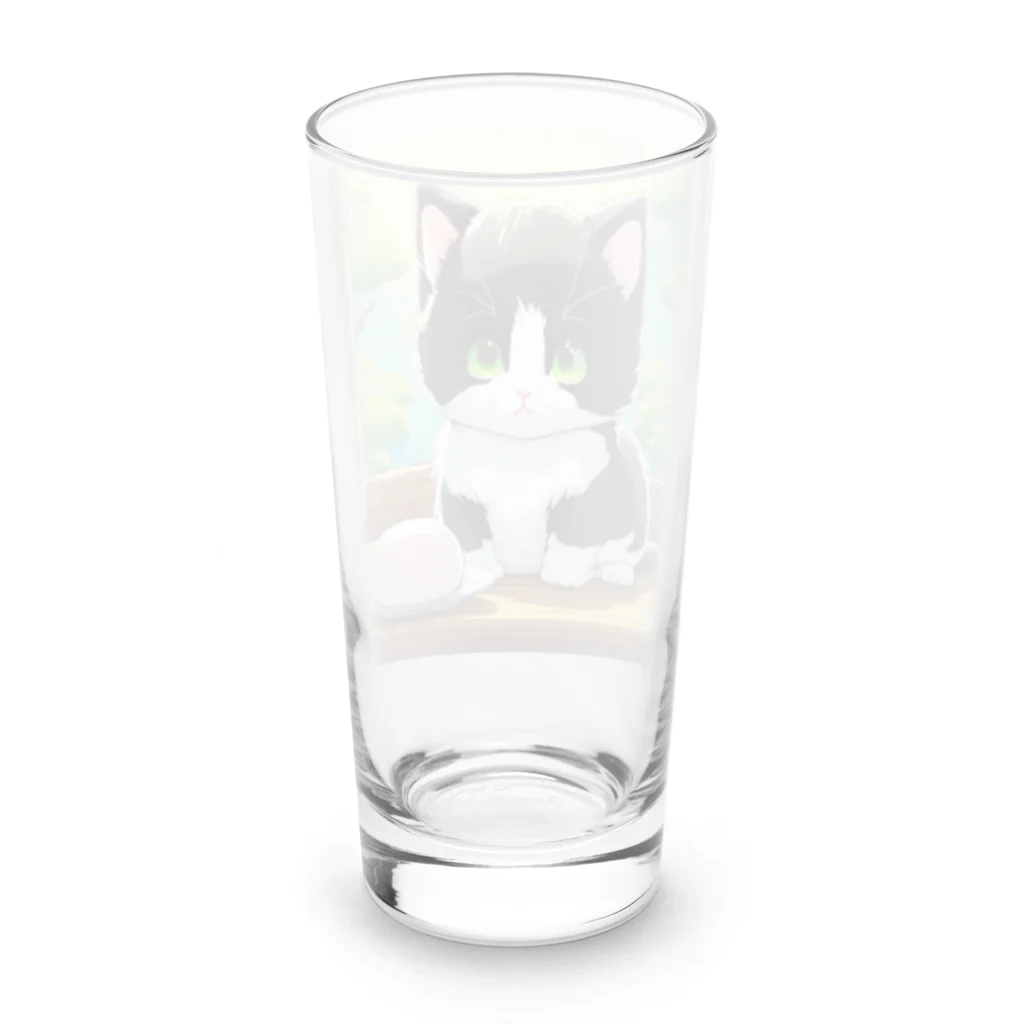yoiyononakaのお餅と白黒猫 Long Sized Water Glass :back
