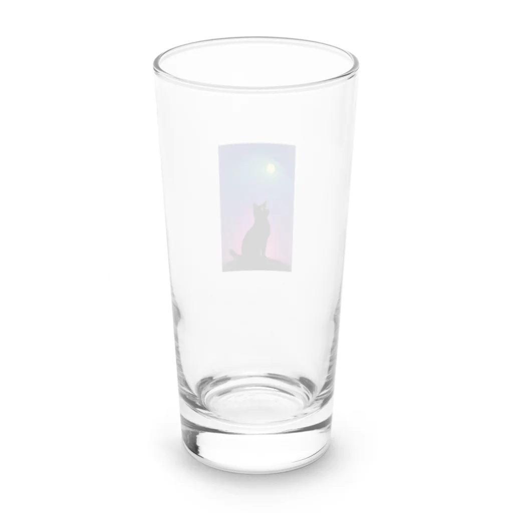 幸運のしっぽの黒猫と不思議な夜 Long Sized Water Glass :back